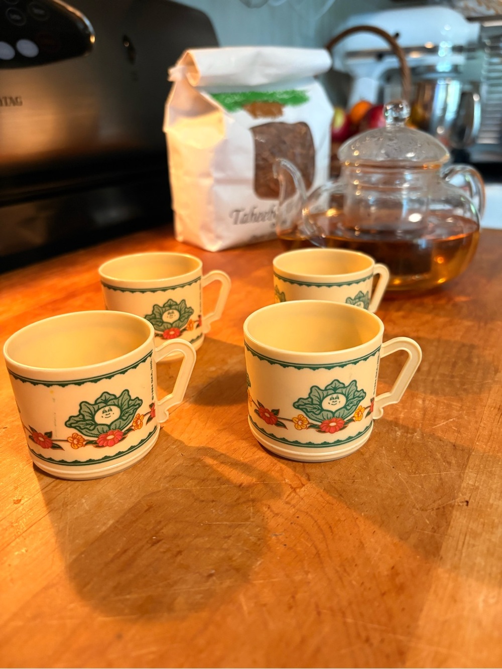 Vintage Floral Plastic/Melanine Cabbage Patch Play Tea Cups